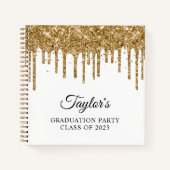 Gold Glitter Drips en White Afstuderen Guest Notitieboek (Voorkant)