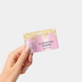 Gold Glitter Drips Pink Shimmer Badge (Handheld)