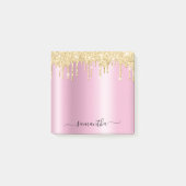 Gold Glitter Drips Pink Shimmer Glam Name Post-it® Notes (Voorkant)
