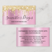Gold Glitter Drips Pink Shimmer Online Store Visitekaartje (Voorkant / Achterkant)