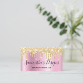 Gold Glitter Drips Pink Shimmer Online Store Visitekaartje (Staand voorkant)