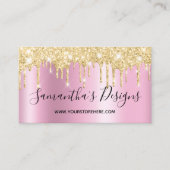 Gold Glitter Drips Pink Shimmer Online Store Visitekaartje (Voorkant)