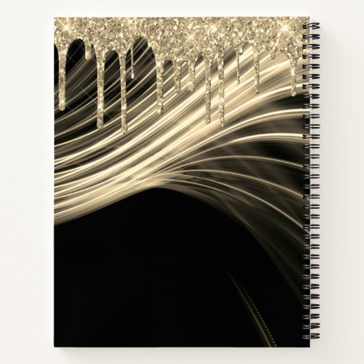 Gold Glitter Drivers en Lichte Rays, Gold Name Notitieboek (Achterkant)