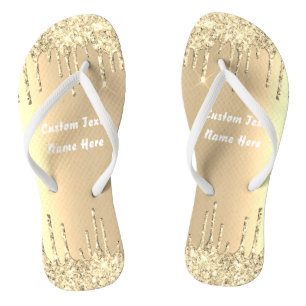 Gold Glitter Drivers Naam Luxe Teenslippers