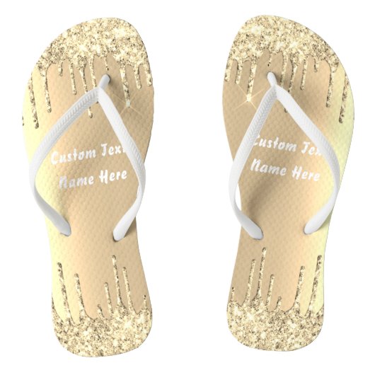 Gold Glitter Drivers Naam Luxe Teenslippers (Voetbed)