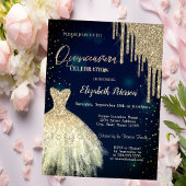 Gold Glitter Drives, Dress Navy Blue Quinceañera Kaart