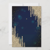 Gold Glitter Drives, Dress Navy Blue Quinceañera Kaart (Achterkant)