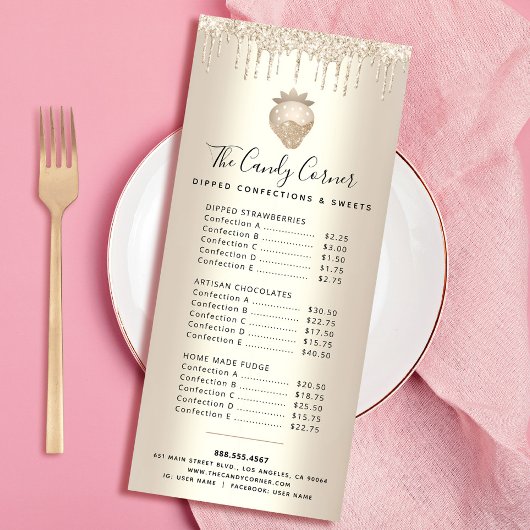Gold Glitter Drives Menu Chocolate Dessert Sweets