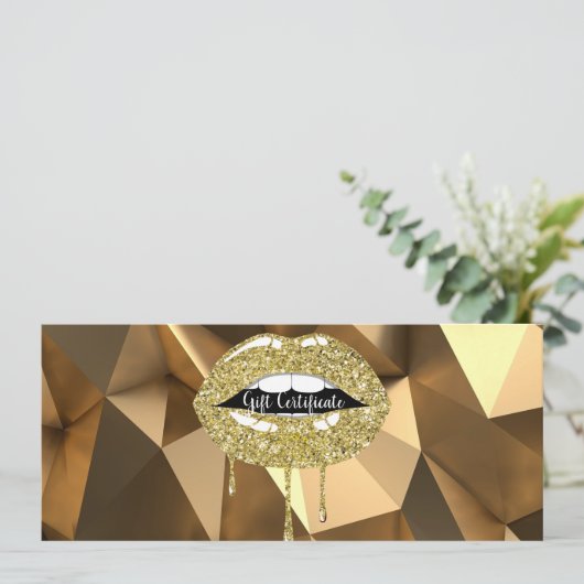 Gold Glitter Driving Lips Makeup Cadeaubon Kaart (Staand voorkant)
