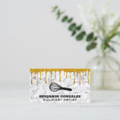 Gold Glitter Driving | Whisk | Moderne marmer Visitekaartje (Staand voorkant)