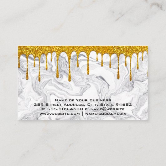 Gold Glitter Driving | Whisk | Moderne marmer Visitekaartje (Achterkant)