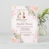 Gold Glitter droogt 21e verjaardag in een gloerroz Kaart (Staand voorkant)