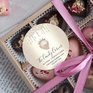 Gold Glitter druppelt aardbeienbetjes Ronde Sticker