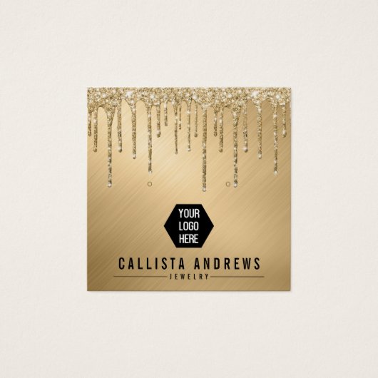 Gold Glitter druppelt Logo voor beademing Kaart (Voorkant)