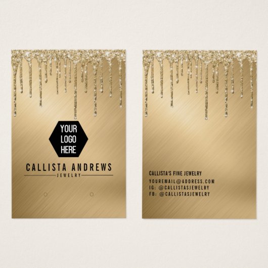 Gold Glitter druppelt Logo voor beademing Kaart (Voorkant /achterkant)