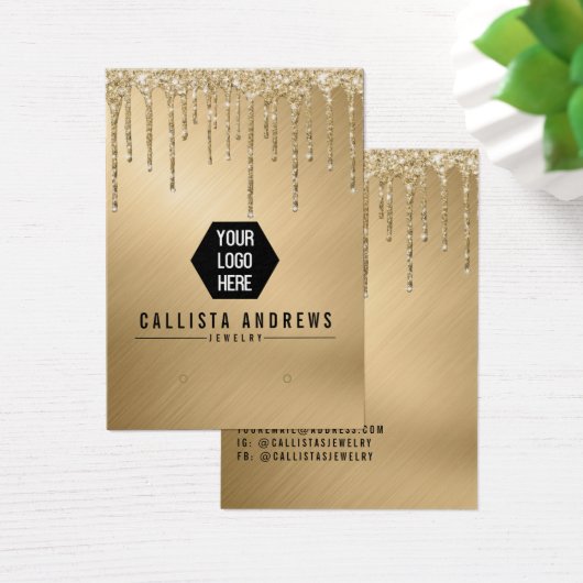 Gold Glitter druppelt Logo voor beademing Kaart