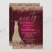 Gold Glitter Dust Border Dress Red 60th Birthday  Kaart (Voorkant / Achterkant)