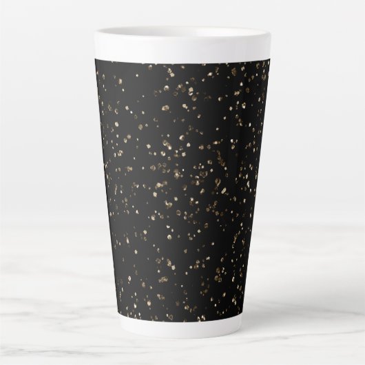 Gold Glitter Dust on Black Latte Mok (Voorkant)