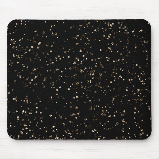 Gold Glitter Dust on Black Muismat (Voorkant)