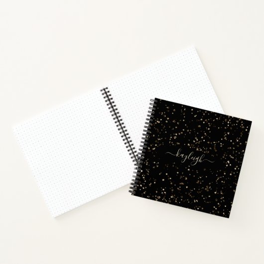 Gold Glitter Dust on Black Notitieboek (Binnen)