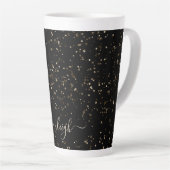 Gold Glitter Dust on Black Personalized Latte Mok (Rechterhoek)