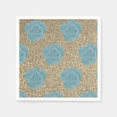 Gold Glitter Dusty Blue Roos Vrijgezellenfeest Wed Servet (Voorkant)