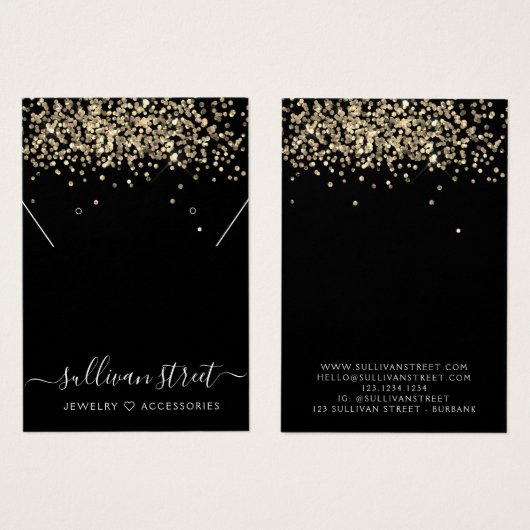 Gold Glitter Earning Ketting Display Kaart (Voorkant /achterkant)