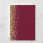 Gold Glitter Edge Bourgogne Rood Save the Date Aankondiging (Achterkant)