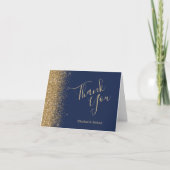 Gold Glitter Edge Navy Blue Weddenschap Hartelijk  Kaart (Voorkant)