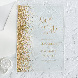 Gold Glitter Edge Wedding Sla de datum op Acryl Uitnodigingen