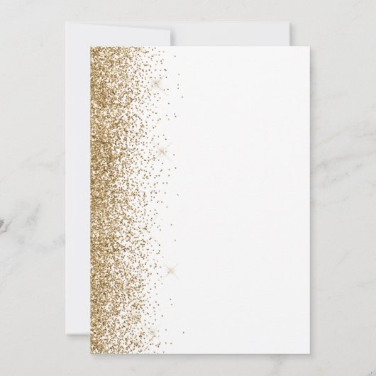 Gold Glitter Edge White Bewaar de datum Aankondiging (Achterkant)