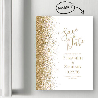 Gold Glitter Edge White Magnetic Bewaar de datum