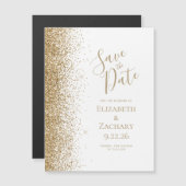 Gold Glitter Edge White Magnetic Bewaar de datum (Voorkant / Achterkant)