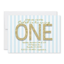 GOLD GLITTER EÉN Blauwe Streep 1st Verjaardagsuitn