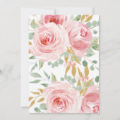 Gold glitter één bloedige roze florale eerste verj kaart (Achterkant)