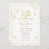 Gold Glitter Een klein Snowflake Baby shower Kaart (Voorkant / Achterkant)