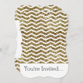Gold Glitter Effect Elegant Chevron Zig-Zag Kaart (Voorkant / Achterkant)