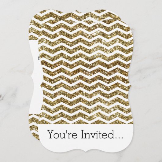 Gold Glitter Effect Elegant Chevron Zig-Zag Kaart (Voorkant / Achterkant)