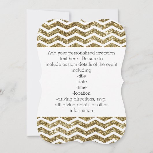 Gold Glitter Effect Elegant Chevron Zig-Zag Kaart (Achterkant)