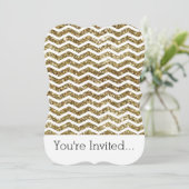 Gold Glitter Effect Elegant Chevron Zig-Zag Kaart (Staand voorkant)