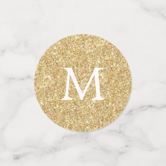 Gold Glitter Effect Monogram Huwelijk Confetti (Kleine voorkant)