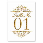 Gold Glitter Effect Wedding Table Number Kaart (01 (Voorkant)