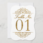 Gold Glitter Effect Wedding Table Number Kaart (01 (Voorkant)