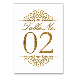 Gold Glitter Effect Wedding Table Number Kaart (02