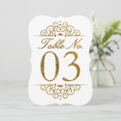 Gold Glitter Effect Wedding Table Number Kaart (03 (Staand voorkant)
