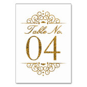 Gold Glitter Effect Wedding Table Number Kaart (04 (Achterkant)
