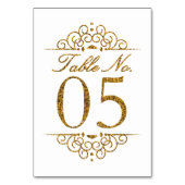 Gold Glitter Effect Wedding Table Number Kaart (05 (Voorkant)