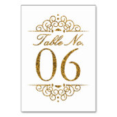 Gold Glitter Effect Wedding Table Number Kaart (06 (Voorkant)