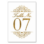 Gold Glitter Effect Wedding Table Number Kaart (07 (Voorkant)