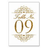 Gold Glitter Effect Wedding Table Number Kaart (09 (Achterkant)